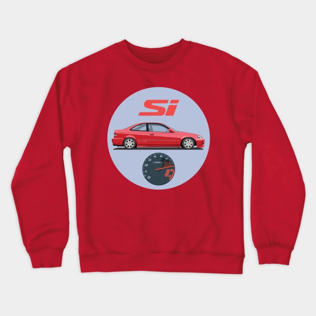 Civic Si Milano Red Crewneck Sweatshirt by J7Artwork